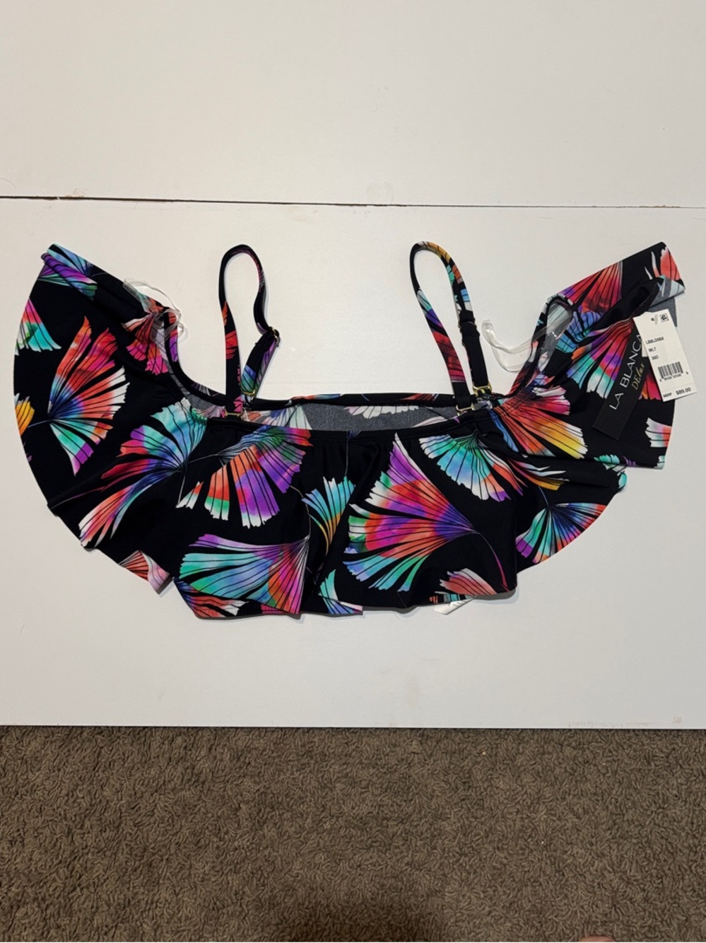 La Blanca delux D cup floral bikini top size 36D NWT